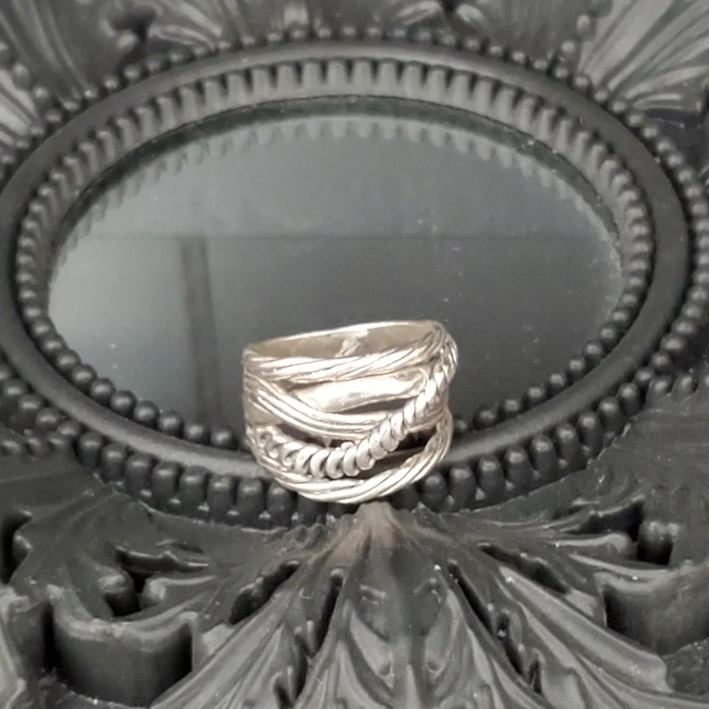 PZ 925 Sterling Texturized Rope Weave Band Ring 6.75 - Picture 8 of 16